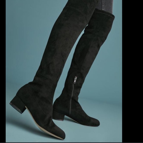 Suede Over The Knee Anthropologie Black Boot, sz 7 - Picture 4 of 7